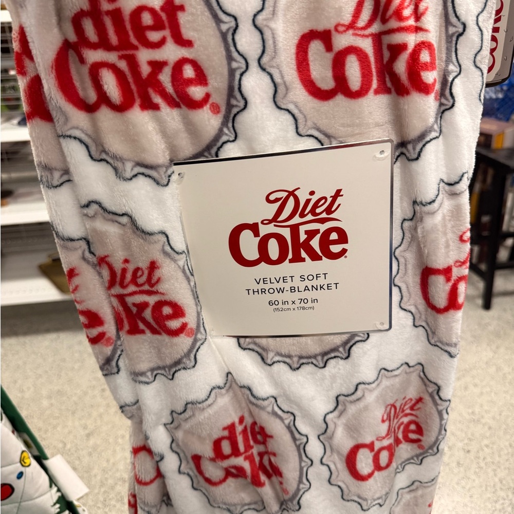 Diet Coke Velvet Soft Throw Blanket - White and Red